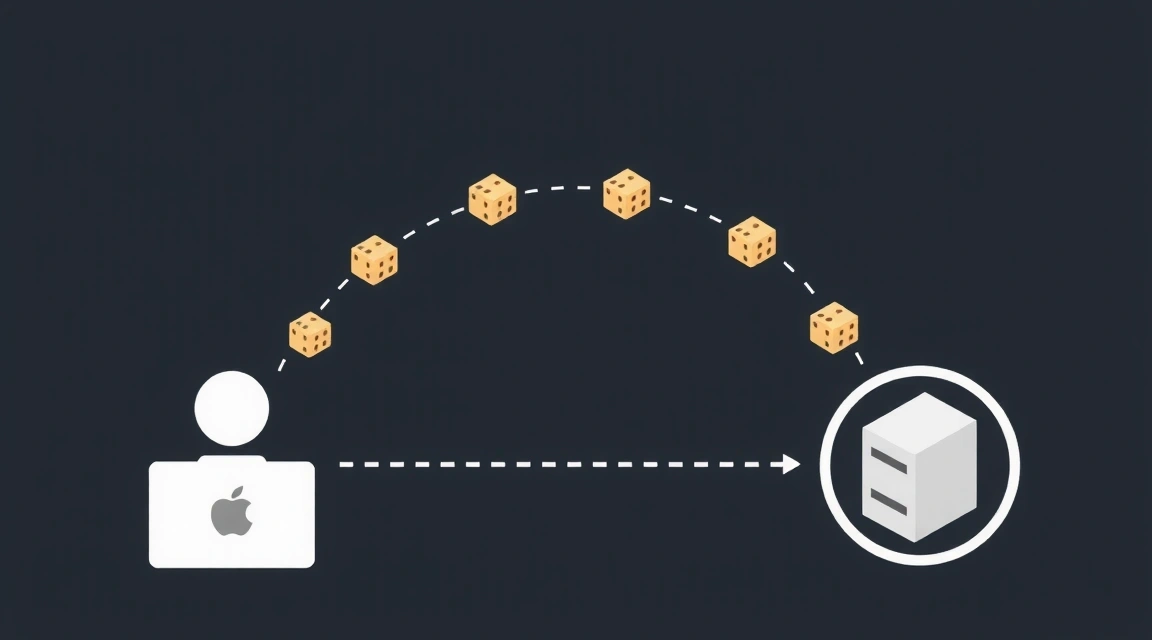 Digital representation of data flowing from a browser to a server, illustrating how cookies transmit information.